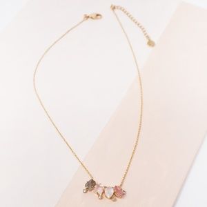 18K Gold Rose Gemstone Delicate Necklace